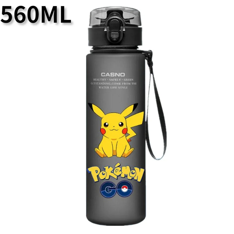 Anime Pokemon Portable Plastic Water Bottle 560ML Ash Ketchum Pikachu High Capacity Insulation Outdoor Water Cup for Kids Gift