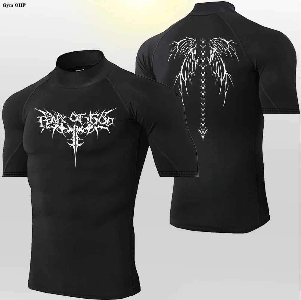 Camisetas esportivas masculinas de gola alta, fitness rápido, corrida, manga curta, tops de compressão, casual, ciclismo ao ar livre, calças respiráveis
