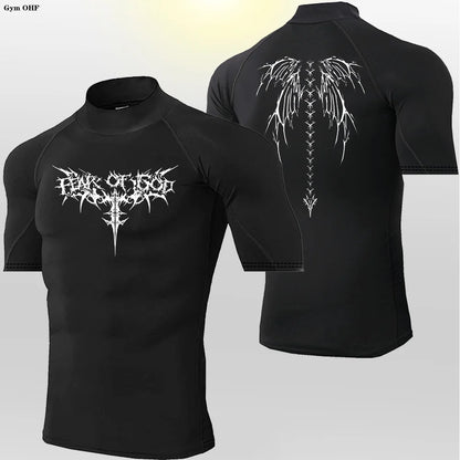 Camisetas esportivas masculinas de gola alta, fitness rápido, corrida, manga curta, tops de compressão, casual, ciclismo ao ar livre, calças respiráveis