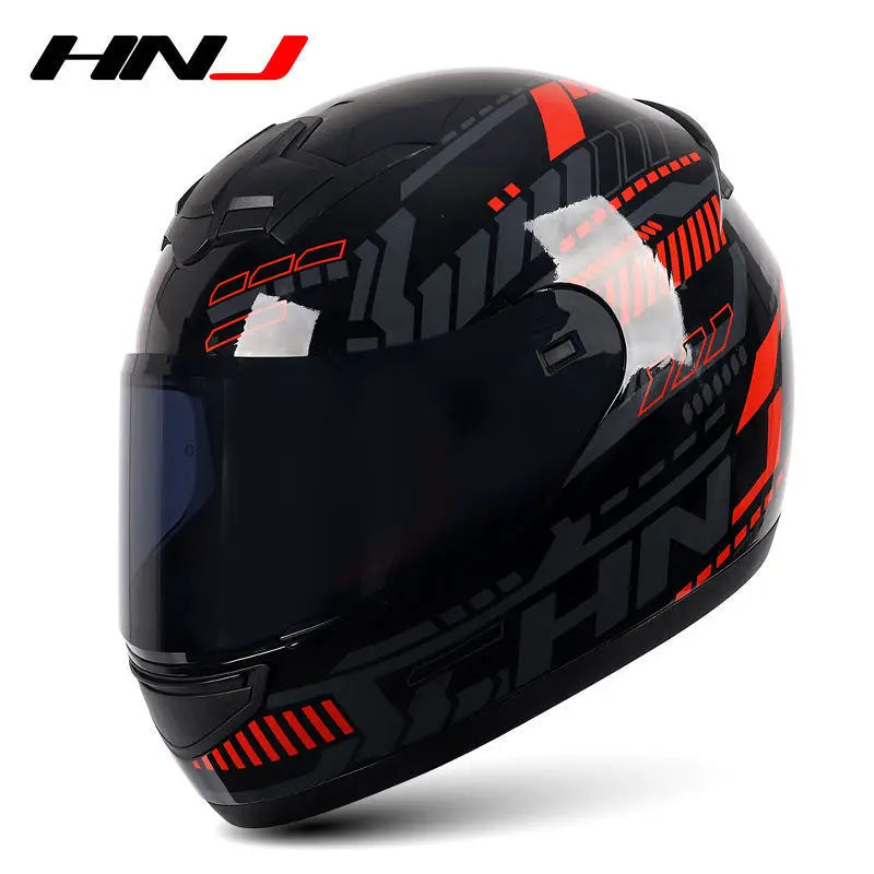 HNJ Men Motorcycle Helmet Women Full Face Helmet Riding Personality Horn Pink Helmet DOT Certification Motorcycle Helmet