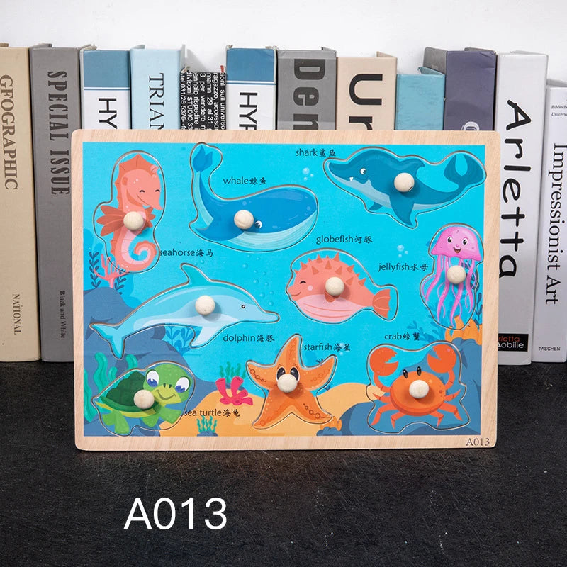 Toddler Wooden Peg 3D Puzzles Kids Toys Alphabet Montessori Education Learning Toys Great Preschool Gift for Girls and Boys