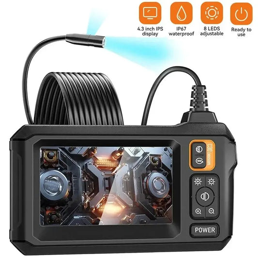 Cámara endoscópica industrial de 8 mm, HD1080P, pantalla IPS de 4,3 pulgadas, 1080P, para inspección de tuberías, para reparación de automóviles, IP67, resistente al agua, 8 LED