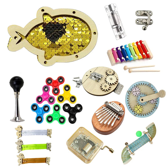 Children Busy Board DIY Educational Training Life Skill Baby Montessori Activity Board Accessories Cognition Toy Games Parts