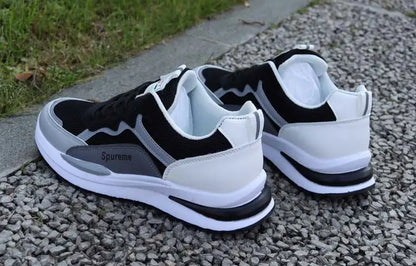 Zapatillas deportivas informales de retazos para hombre, zapatos de malla transpirables para hombre, zapatillas de tenis para correr al aire libre, zapatillas masculinas cálidas con cordones y antideslizantes.