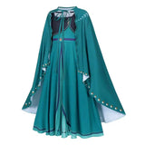 Girls Party Elegant Dresses Anna Princess Girl Cosplay Costume Dark Green Dress With Cloak Carnival Party Kids Birthday Clothes