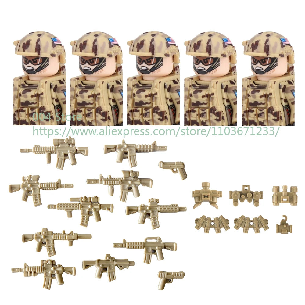Military Special Forces Action Figure Building Blocks Ghillie Suit Weapons Sniper SWAT Ghost KSK Police Bandit Boy Toy Gift F029