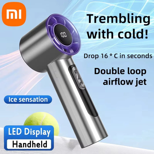 Xiaomi Handheld Portable Fan 100 Wind Speeds Adjustable USB Charging Mini Outdoor Portable Turbo Long-lasting High Speed Fan