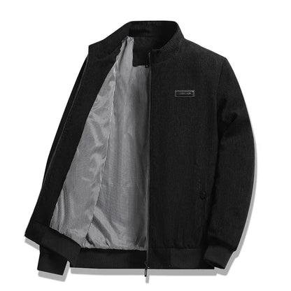 2024 Men's Casual Warm Jacket Spring Autumn Solid Color Stand Bomber Coat Men Corduroy Outwear Fashion Zipper Slim Jacket Men