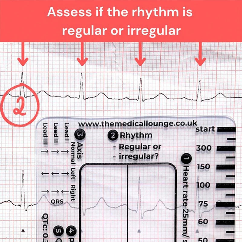 ECG 7 Step Ruler, Ruler Card for ECG/EKG Interpretation, Portable Pocket ECG EKG Reference Guide with Sheath, Emergency tool