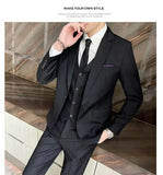 S-9XL New (Blazer+Vest+Pants) Men's Fashion Business Gentleman Professional Formal Dress Korean Version Banquet Dress Suit 6XL