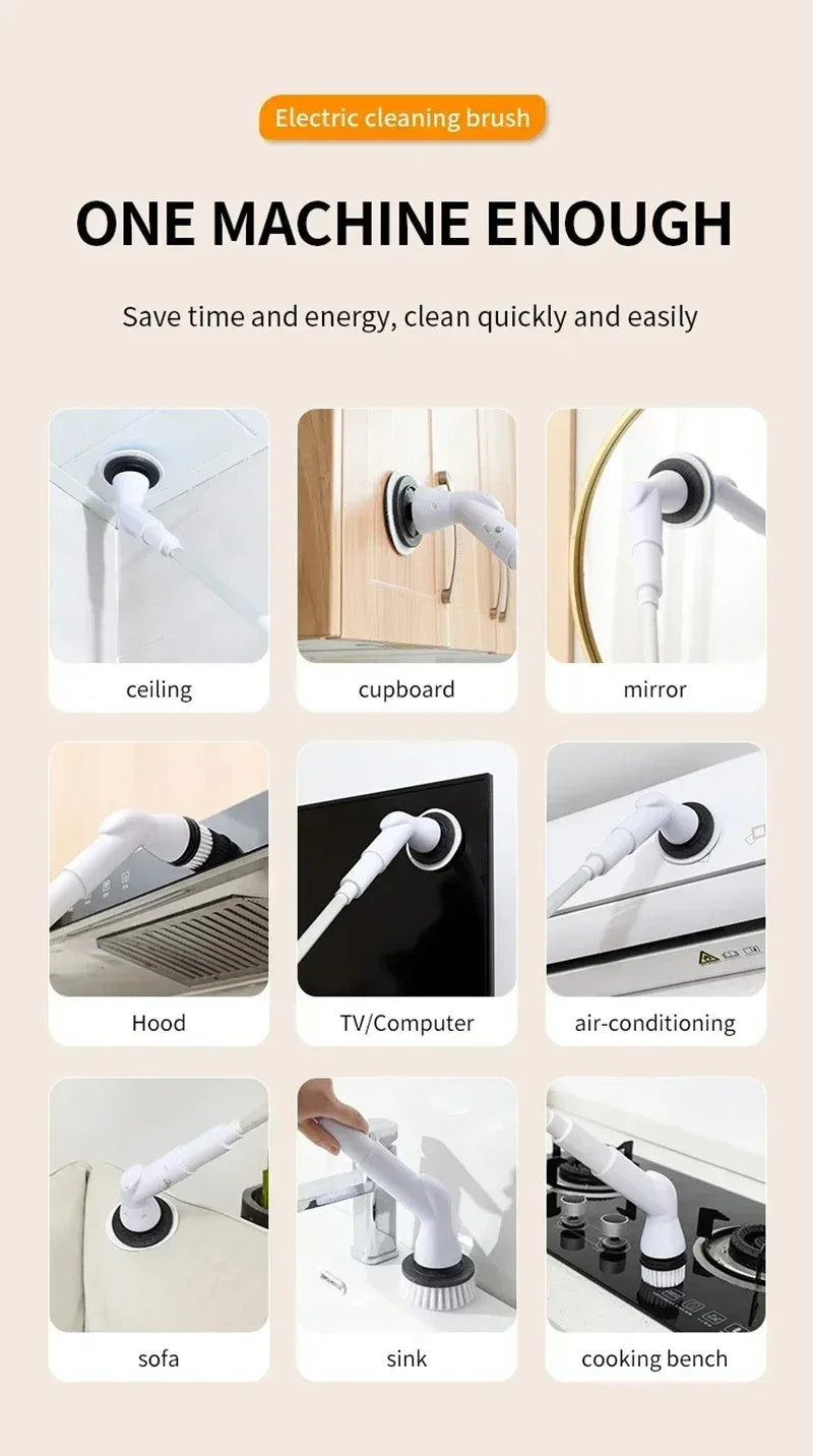 Xiaomi 6-in-1 Electric Cleaning Brush 2000mAh Cordless Electric Rotary Cleaning Brush Shower Cleaning Brush Kitchen Bathroom
