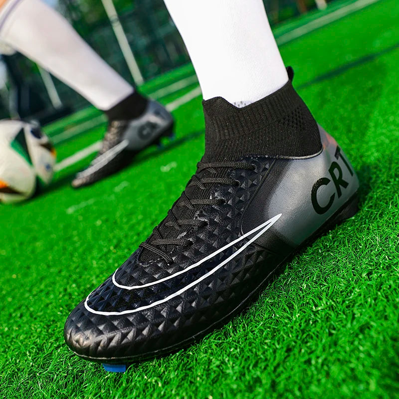 Professional Society Football Boot Men High-top Leather Lightweight TF/FG Five-a-side Soccer Shoes Childrens Football Shoes Kids