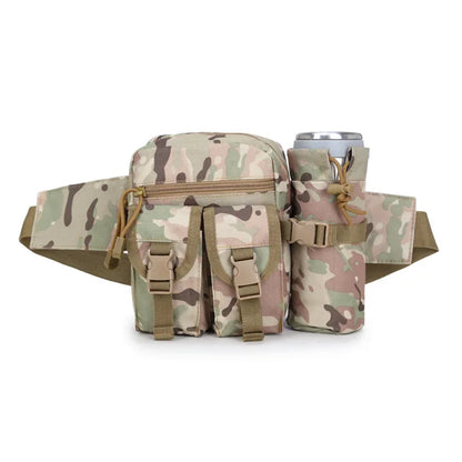 Tactical Running Waist Bag Outdoor Small Waterproof Canvas Backpack Unisex Sports Functional Bottle Carrier For Outdoor Activiti