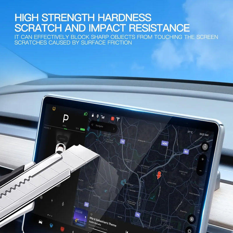 Protector de pantalla de vidrio templado YZ para consola central Tesla Model 3 Y, película HD antirreflejo, accesorios de protección de pantalla