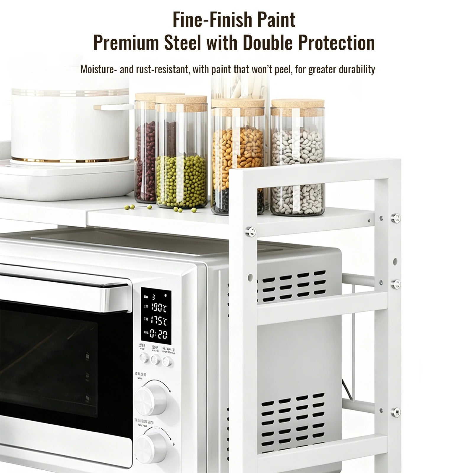 3-Tier Microwave Oven Rack Shelf Kitchen Countertop Oven Rack Expandable Seasoning Storage Rack Stand Storage Tableware Racks