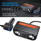 7 in 1 USB Type C Socket 120W Car Cigarette Lighter Splitter 12V 24V Fast Charger Phone Power Adapter for Car DVR GPS Dashcam