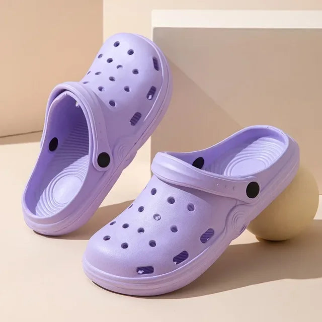 Tamancos de jardim para mulheres e homens, sandálias de praia, dedo do pé largo, sapatos Holey, chinelos de chuveiro, ao ar livre, senhoras, verão