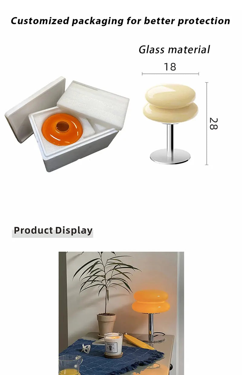 Macaron Glass Table Lamp Trichromatic Dimming Living Room Atmosphere Lamps Eye Protection Night Light Girl Bedroom Bedside Decor