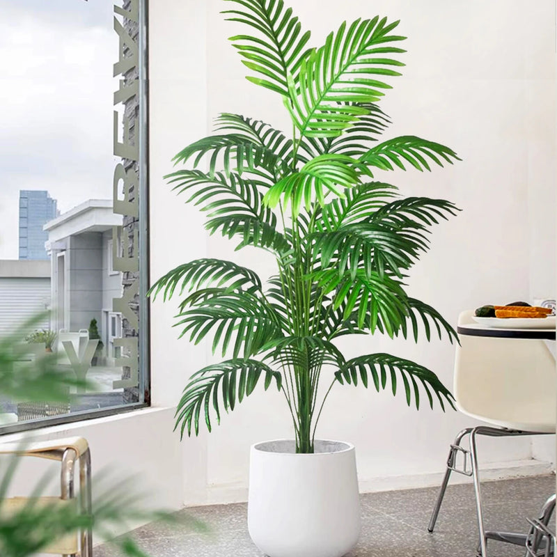 52-125cm/49.2in  Artificial Palm Tree Tropical Fake Plant Green Plastic Palm Leaf Branches Suitable for Home Garden Decoration