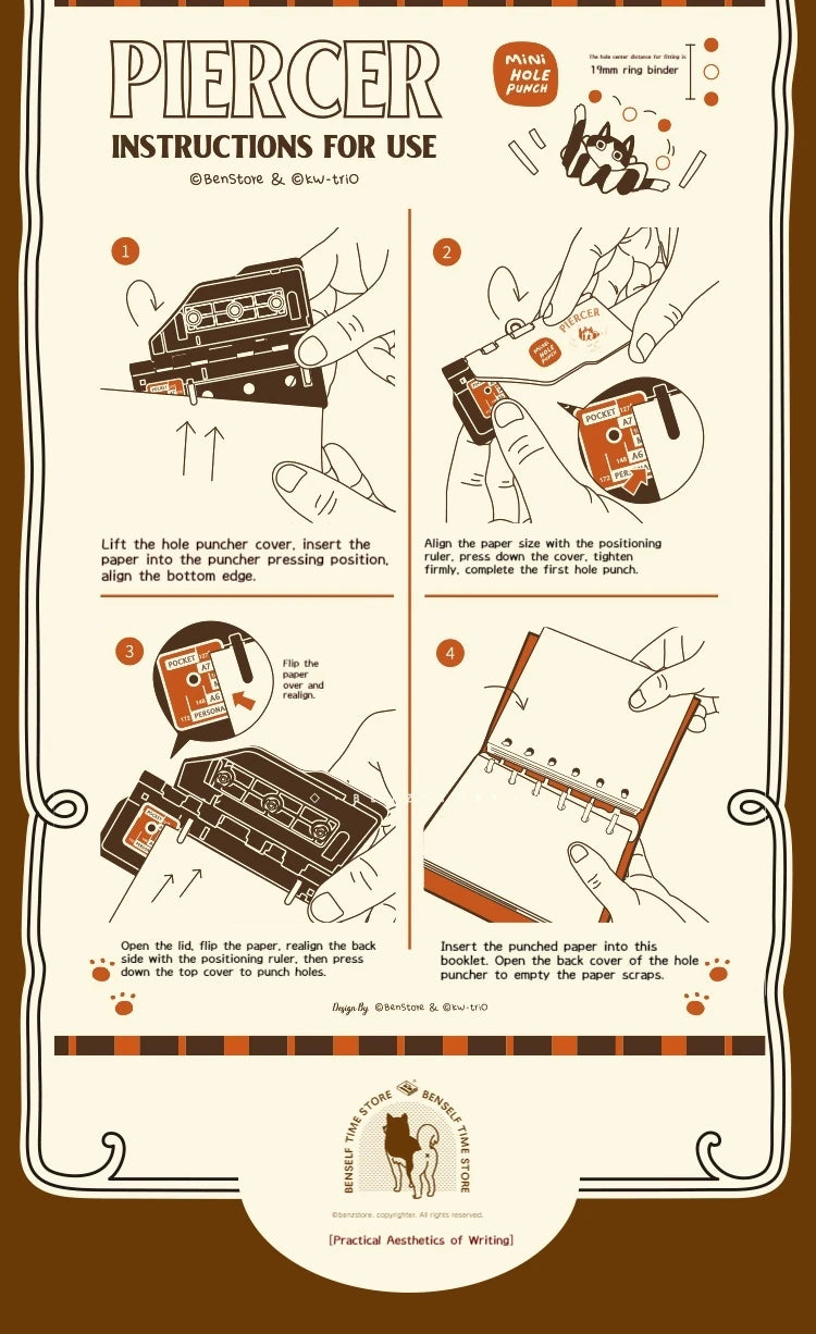 3-Hole 4mm Card Hole Punch Limited Edition Loose Leaf Notebook M5/A7 Portable Binder Punching Machine Office Supplies For 1paper