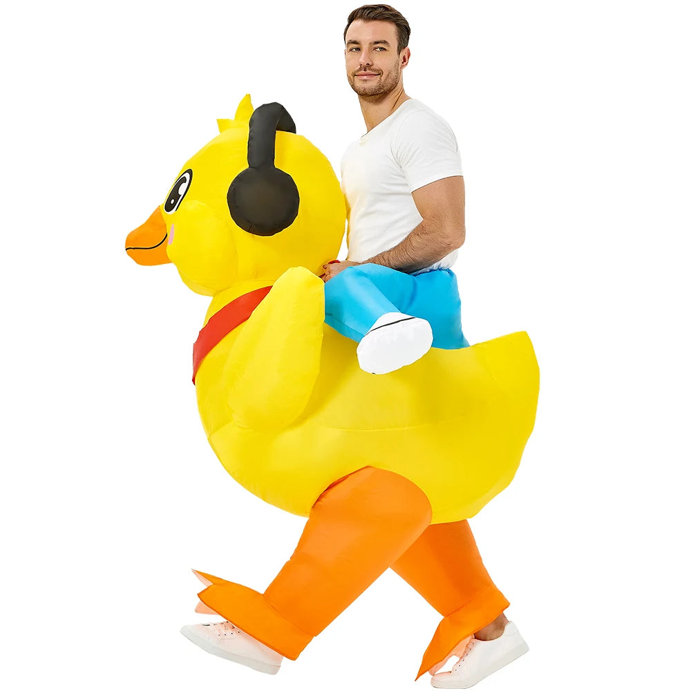 Adult Rooster Inflatable Costume Funny Unicorn Elk Animals Inflatable Suit Halloween Carnival Half Body Blow Up Suit for Cosplay