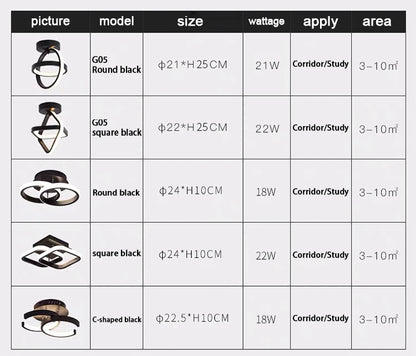 Modern LED Ceiling Light 2 Rings Creative Design Ceiling Lamp Indoor Lighting Fixtures Hallway Balcony Aisle Office Light
