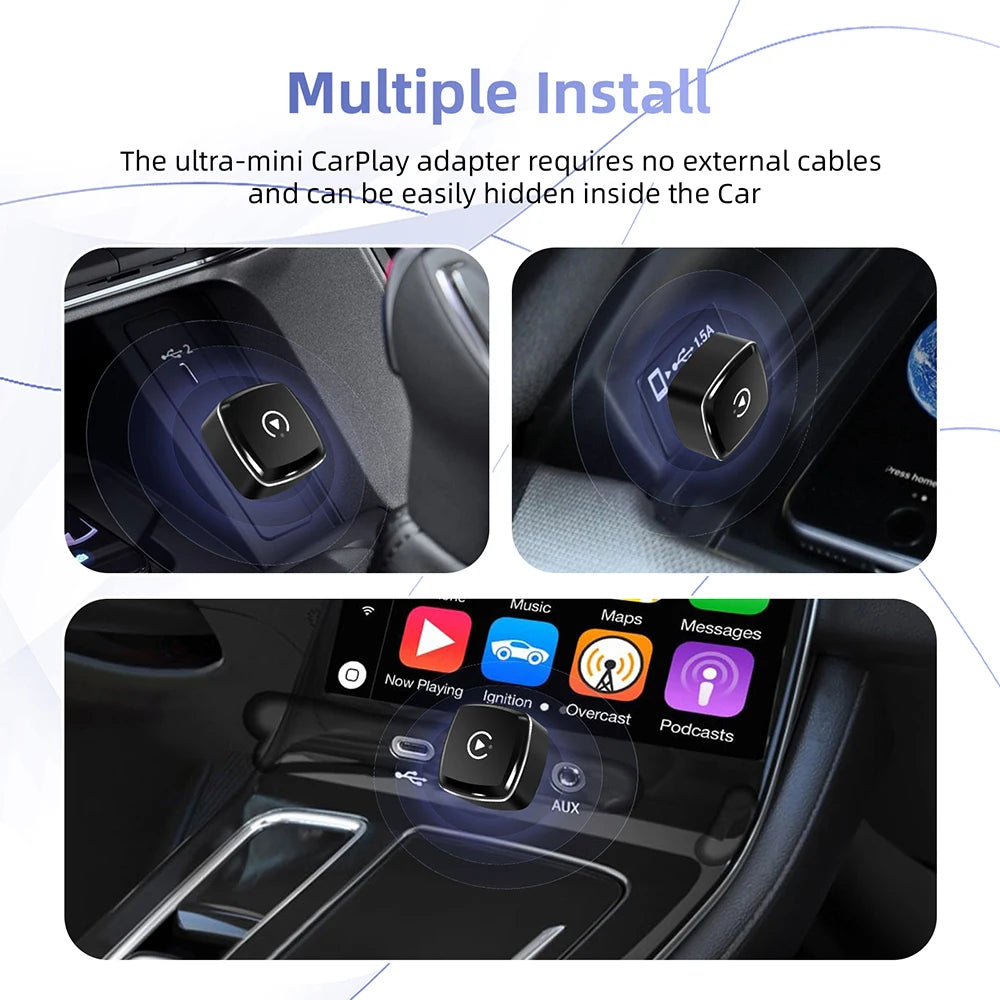 2025 New Adapter 2in1 Mini CarPlay Box Wired To Wireless CarPlay Android Auto Smart Box Bluetooth Connect Plug&Play For 98% Cars