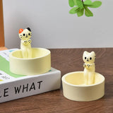 Kitten Candle Holder Cute Cat Candlestick Creative Aromatherapy Candle Holder Durable High Temperature Cartoon Candlestick Decoration