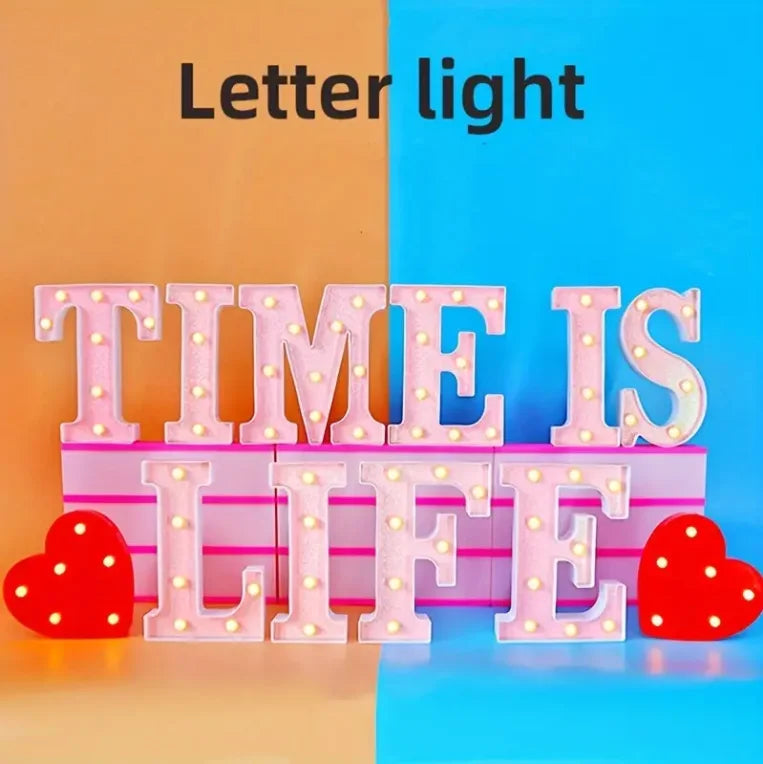 Pink Romantic Luxury LED Light 6.3-inch Pink Decorative Alphabet Number Light Battery Powered Christmas Decorative Light Wedding