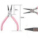 Pink Handle Nickel Iron Single Section Round Concave Pliers Handmade Jewelery Hardware Making Tool Sharp Nose Diagonal Portable