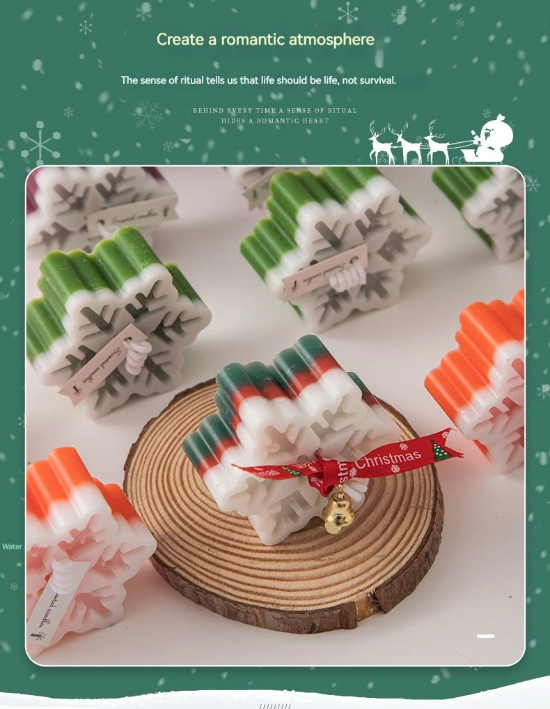 New Christmas Snowflake Aromatherapy Candle Hand-Made Romantic Atmosphere Creative Home Desktop Decorations With Gifts Ornaments