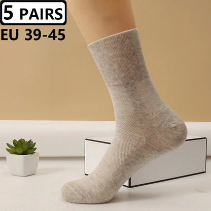 5 Pairs Plus Size EUR 45-50 Prevent Varicose Veins Socks Mens Diabetics Patients Cotton Loose Mouth Sock Man Women Comfort Meias