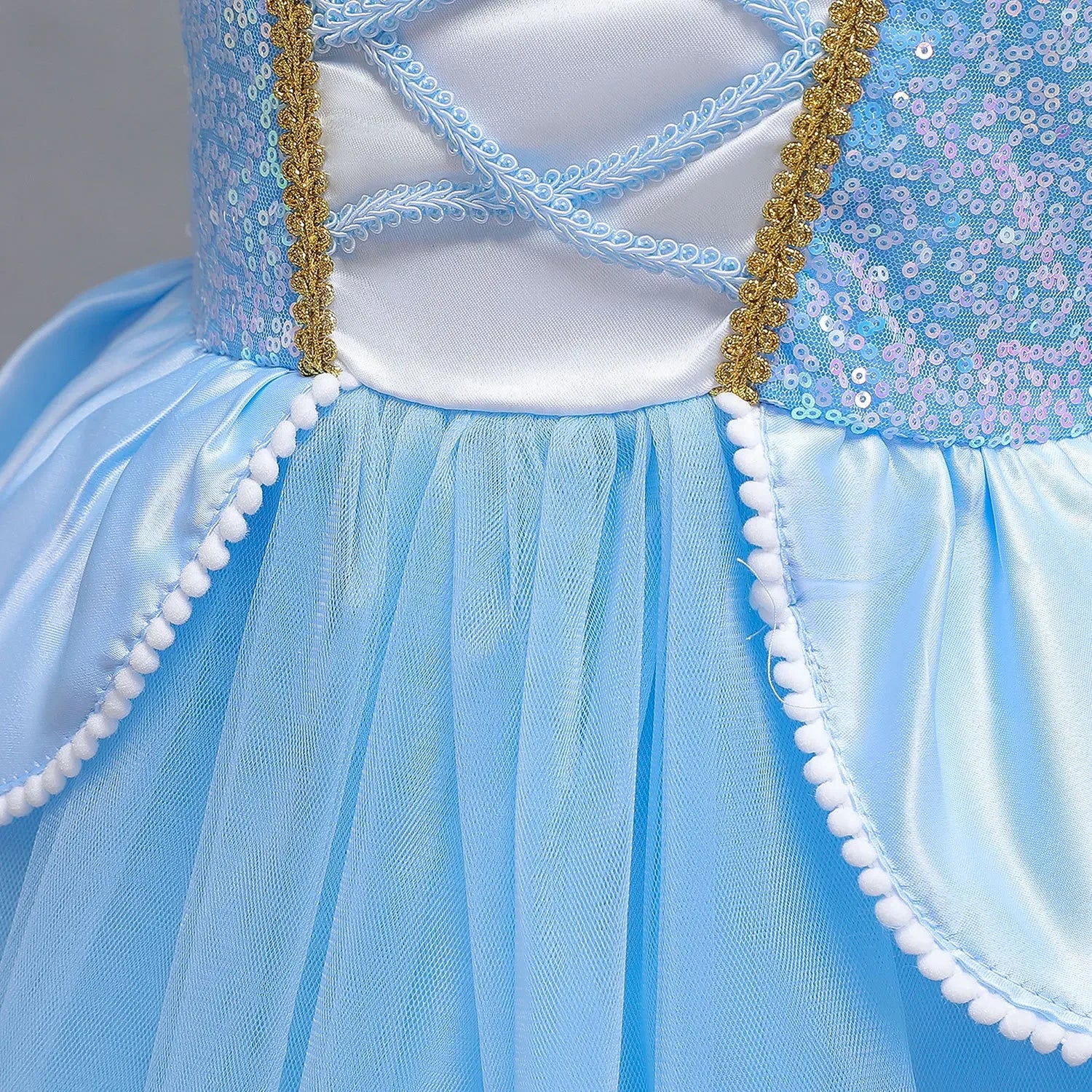 Disney Deluxe Elegant Cinderella Princess Ball Gown Fancy Birthday Cinderella Party Dress Vestidos Costume Play Carnival Apparel