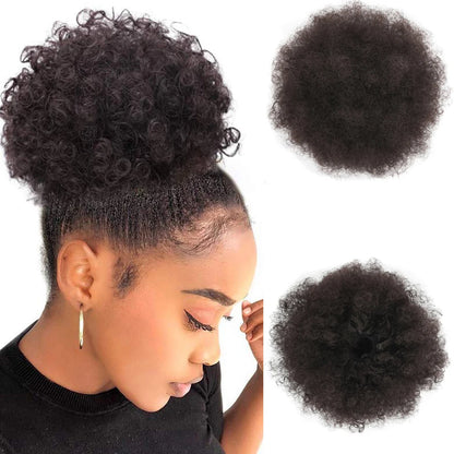 Sintético grande afro puff cordão rabo de cavalo kinky encaracolado bun hairpiece africano americano clipe em updo extensões para preto