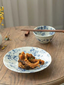 Household Ceramic Tableware Set Japanese Style Simple Restaurant Sushi Plate Circular Flower Patterns Fruit Plates