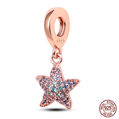 Ocean Series - Original Genuine 925 Sterling Silver Turtle Crab Mermaid Charm Beads Suitable for 3mm Bracelet DIY Making Pendant