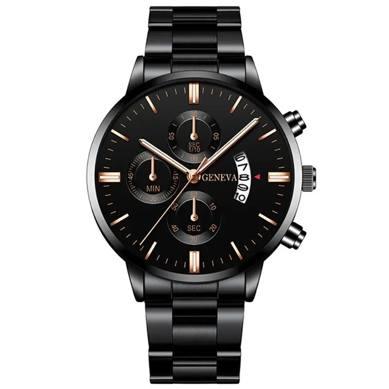 Fashion Men Stainless Steel Watch Luxury Calendar Quartz Wristwatch Men's Business Watches for Men Clock Montre Homme