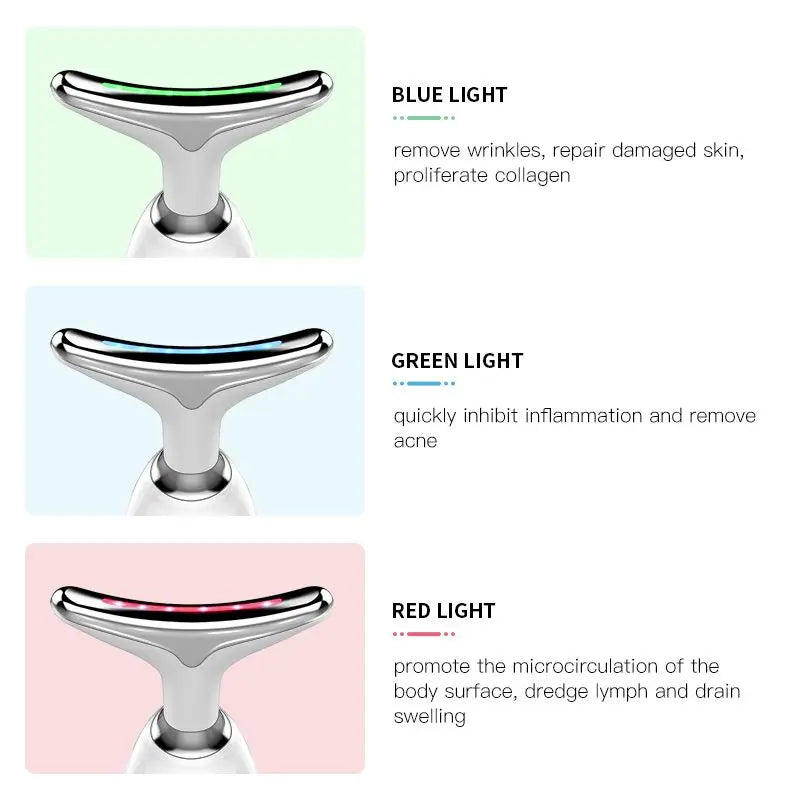 Neck Massager Facial Lift Three Light Modes Electric Skin  Tightening Device LED Beauty Instrument