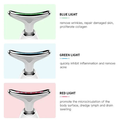 Neck Massager Facial Lift Three Light Modes Electric Skin  Tightening Device LED Beauty Instrument