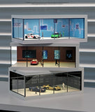 1/64 Simulated Alloy Car Model Showroom for Boy Miniature Acrylic Parking Lot Car Display Stand with Lights Kids Collection Toys
