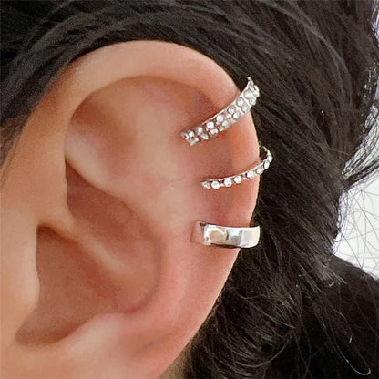 Silver Color Leaves Clip Earrings for Women Men Creative Simple C Ear Cuff Non-Piercing Ear Ear Clip Set Trend Jewelry Gift