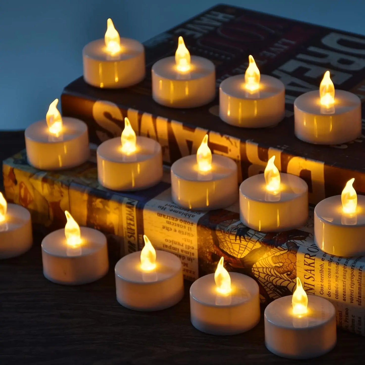 Velas LED 48/24/12 Pacote Velas a pilhas Baterias Luzes Velas para criar ambiente quente naturalmente cintilação brilhante