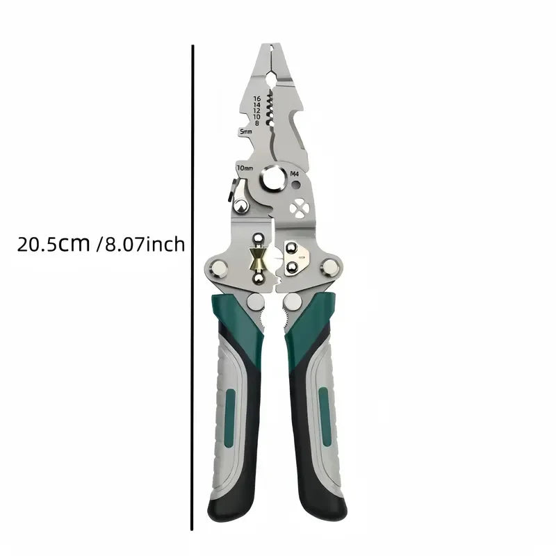 Wire Stripping Pliers Multi-Function Electrician Tool With Crimping Cutting and Wrench Features Foldable Design for Easy Storage