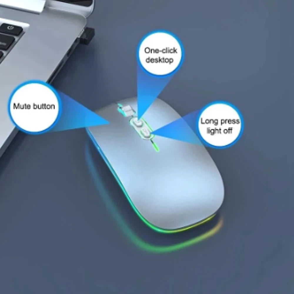 Bluetooth Mouse for Asus ZenBook 14 UX433 Vivobook Flip 14 12" M420 R211 Laptop PC Wireless Mouse Rechargeable Mute Gaming Mouse