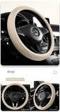 Napa Leather Perforated Patchwork Car Steering Wheel Cover, Non-slip, Breathable, Universal 15 Inch (Approx. 38cm)