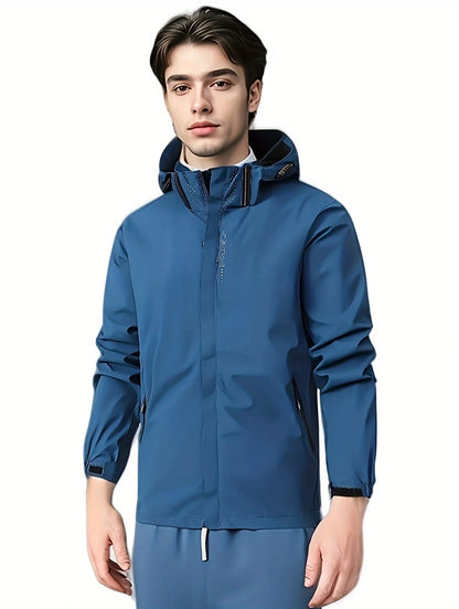 Men's Lightweight Waterproof Rain Jacket, Hooded Shell Outdoor Raincoat Hiking Windbreaker Jacket Coat