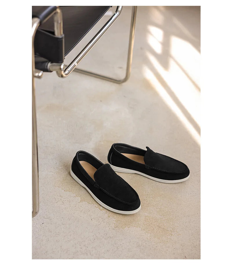 Men's Flat Loafers 2025 Frosted Suede Flat Shoes Comfortable Non-Slip Fashion Loafers Lightweight Trendy Outdoor Casual Shoes