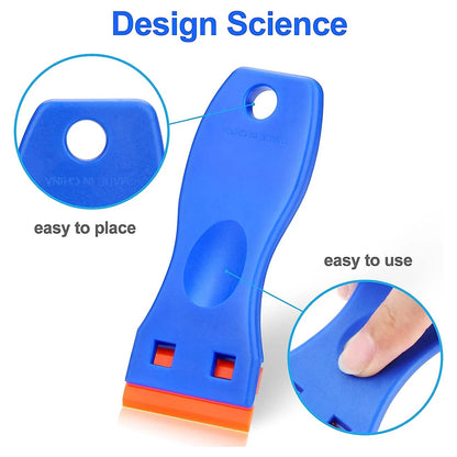 Raspador de cuchillas de afeitar de plástico con cuchillas de plástico, herramienta de limpieza para pisos, estufas, ventanas de automóviles y vidrios. 