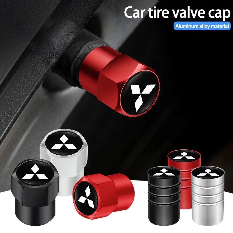 4 tapas de válvula de neumático de coche, cubiertas de metal para rueda, accesorios para Mitsubishi Eclipse Lancer Pajero ASX Colt I200 Space Delica Ex