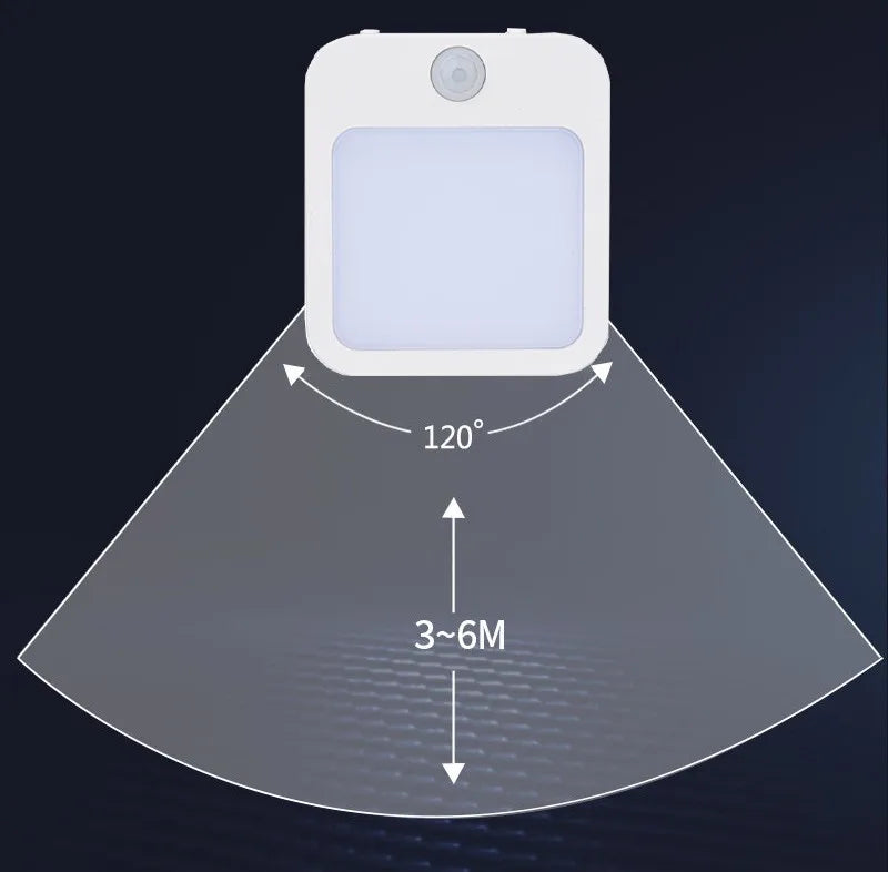 Luz nocturna con sensor de movimiento y luz LED, enchufe europeo, luz nocturna inalámbrica para niños, mesita de noche y dormitorio.